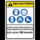 Placuta pentru echipamentul de munca